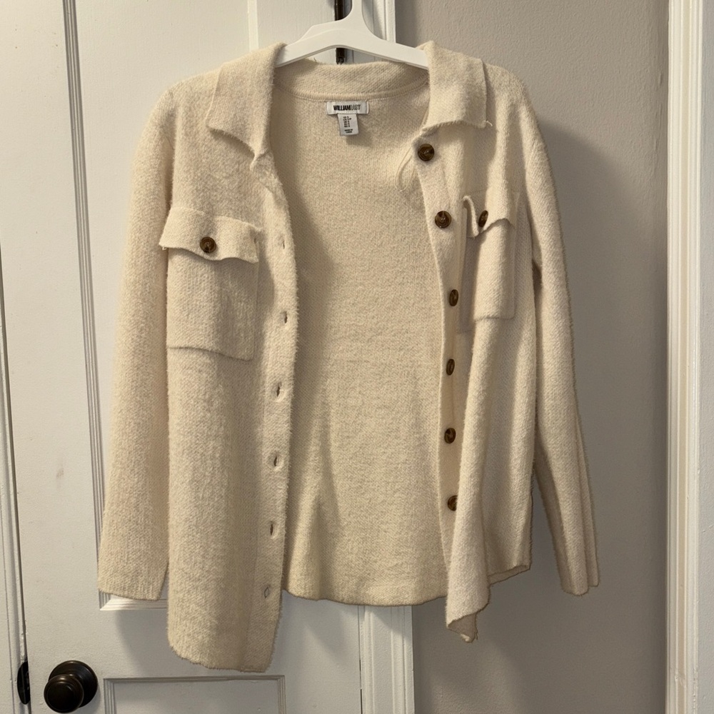 William Rast Cream Button-Up Cardigan